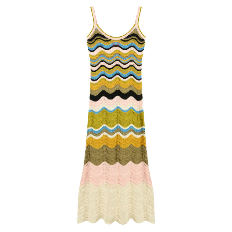 Chevron Sleeveless Knit Midi Sundress image number null
