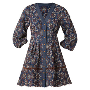 Lina Balloon Sleeve V-Neck Mini Dress