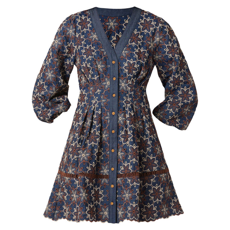 Lina Balloon Sleeve V-Neck Mini Dress image number null