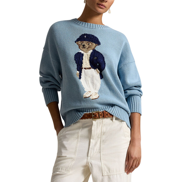 Long Sleeve Polo Bear Cotton Crewneck Sweater image number null