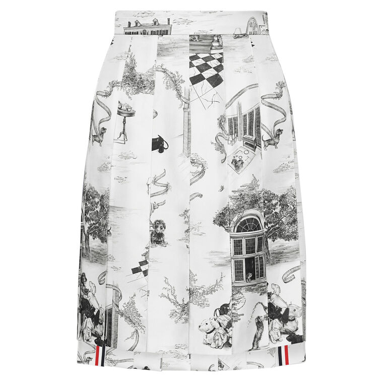 Silk Twill Pleated Skirt In Hector Toile image number null