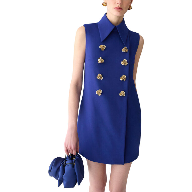 Sleeveless Double Breasted Shift Mini Dress image number null