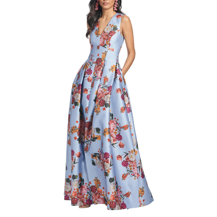 Brooke Sleeveless Box Pleat Gown image number null