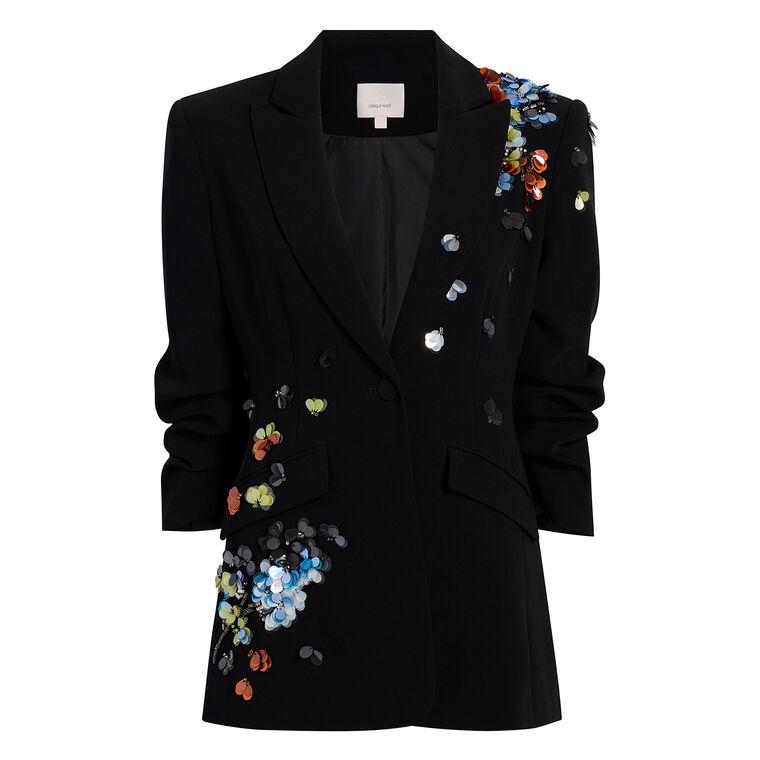Sequin Flower Scrunched Cheyenne Blazer image number null