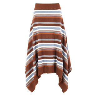 Striped Jacquard Cascade Midi Skirt