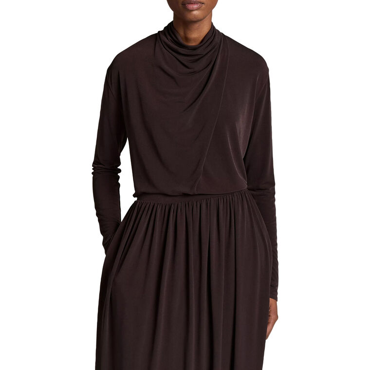 Draped-Neck Long-Sleeve Top image number null