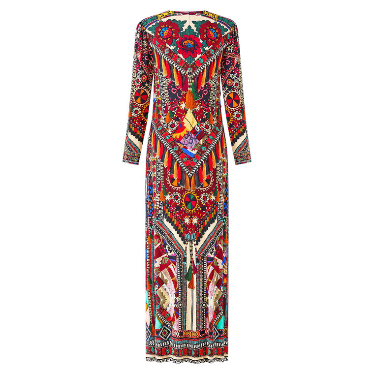 Gathered Jersey Long Sleeve Maxi Dress image number null