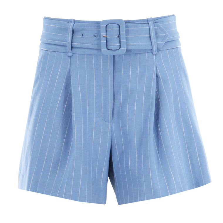 Piper Belted Pinstripe Shorts image number null
