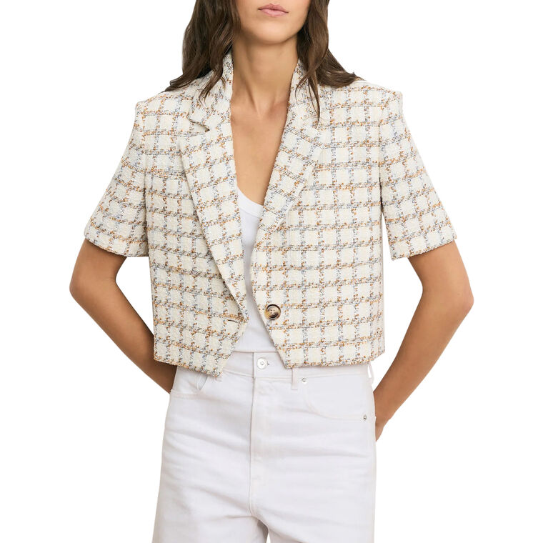 Montenegro Short Sleeve Cropped Tweed Jacket image number null