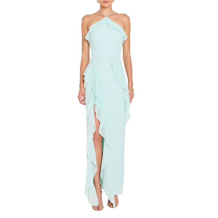 Alessandra Halterneck Ruffle Maxi Dress image number null