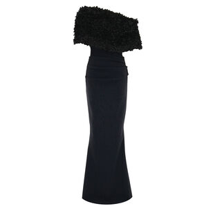 Off-Shoulder Textured Bodice Gown