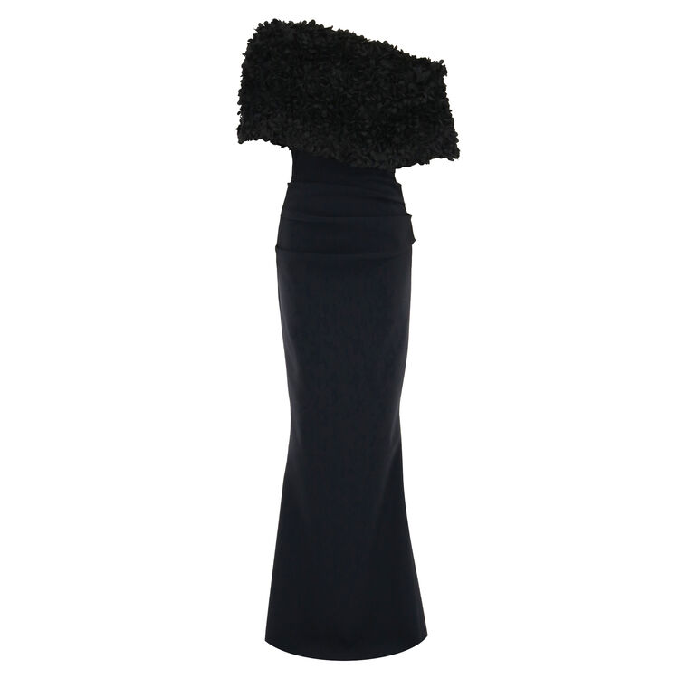 Off-Shoulder Textured Bodice Gown image number null