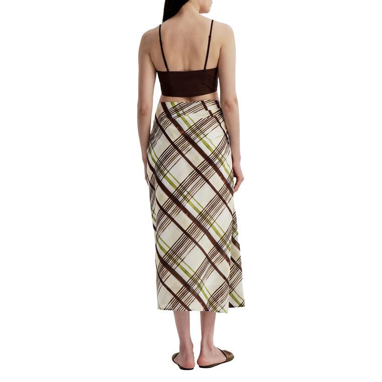 Jean Plaid Cotton Midi Skirt image number null