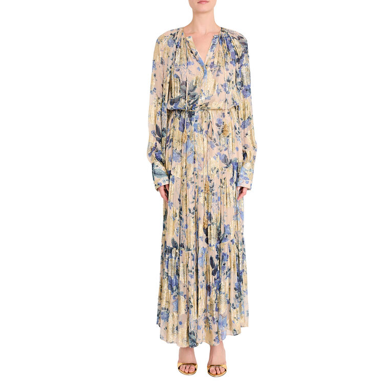 Xandra Metallic Floral Maxi Dress image number null