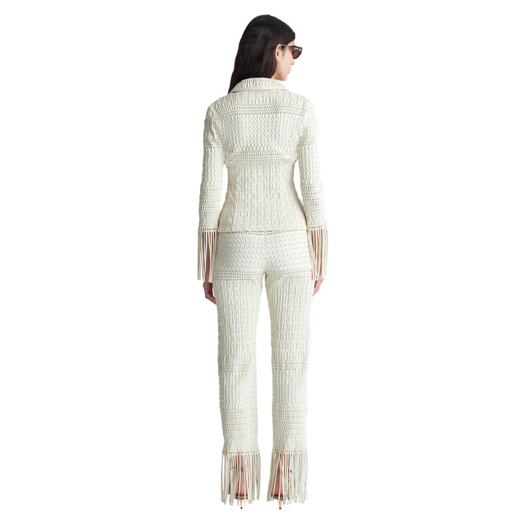 Niceta Fringed Woven Seersucker Blouse image number null