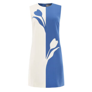 Floral Two-Tone Sleeveless Crepe Tunic Dress