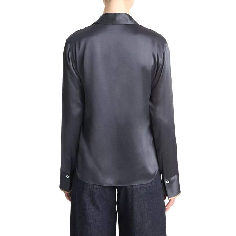 Silk Tipped Slim Long-Sleeve Blouse image number null