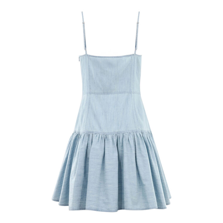 Paneled Cotton Chambray Sleeveless Day Dress image number null