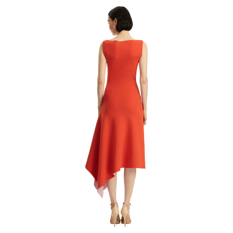 Sleeveless Two Tone Knit Double Face Jersey Midi Dress image number null