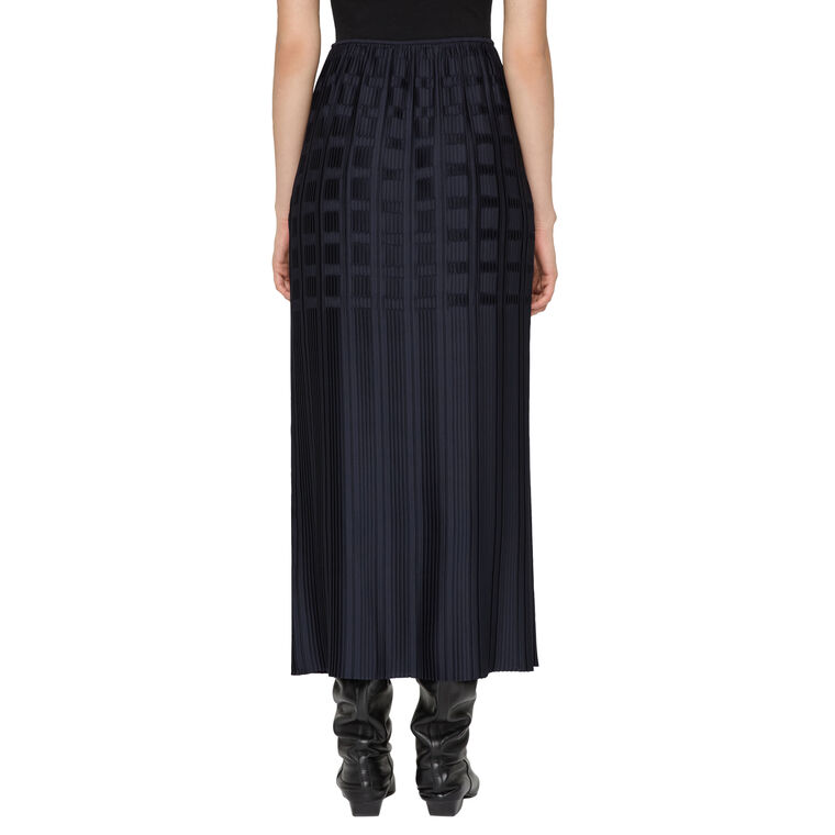 Recycled Satin Basketweave Plisse Midi Skirt image number null