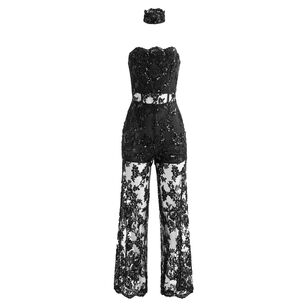 Georgie Strapless Sequin Embellished Lace Jumpsuit