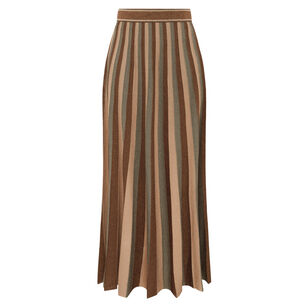 Metallic Stripe Hypnotic Knit A-Line Midi Skirt