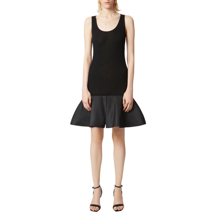 Sleeveless Knit Dress With Peplum Bottom image number null