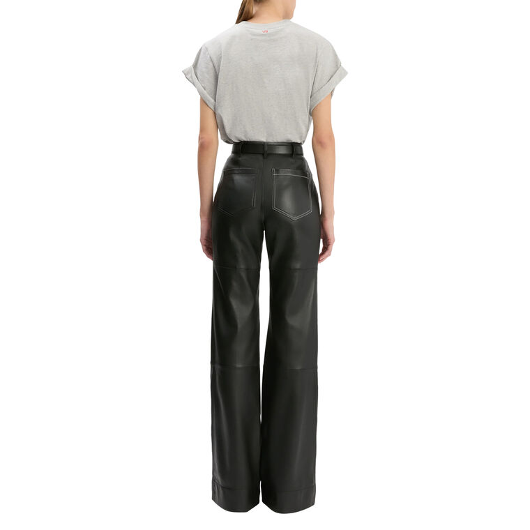 Leather Alina Patch Pocket Wide-Leg Trouser image number null