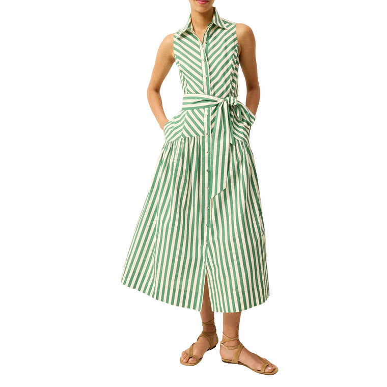 Adalyn Sleeveless Belted Midi Shirt Dress image number null