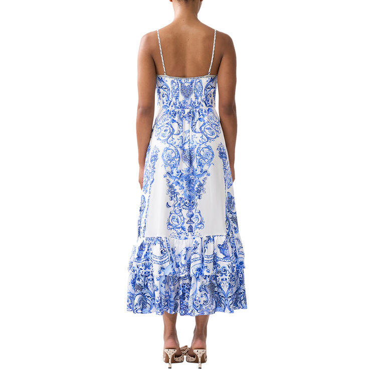 Sleeveless Ruffle Hem Tie Front Midi Dress image number null