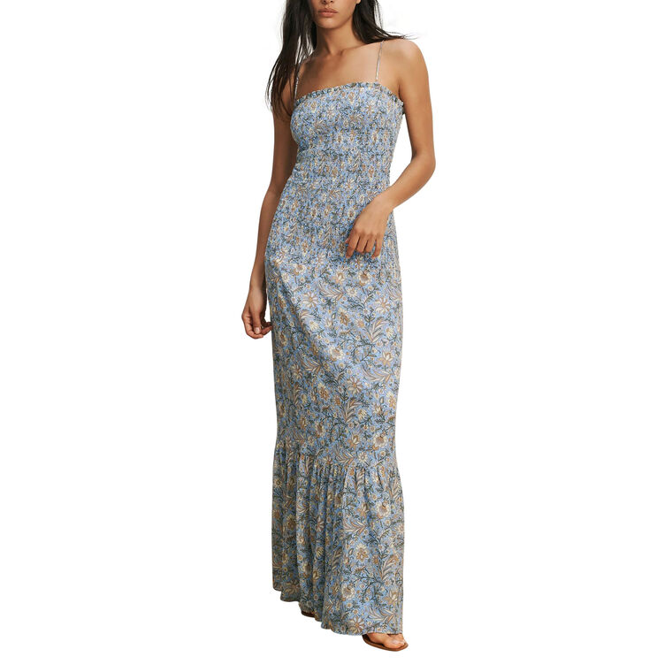 Clem Sleeveless Floral Chiffon Shirred Maxi Dress image number null