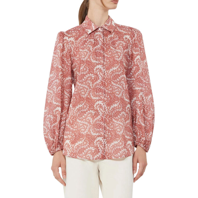 Periodi Long Sleeve Printed Cotton Voile Shirt image number null