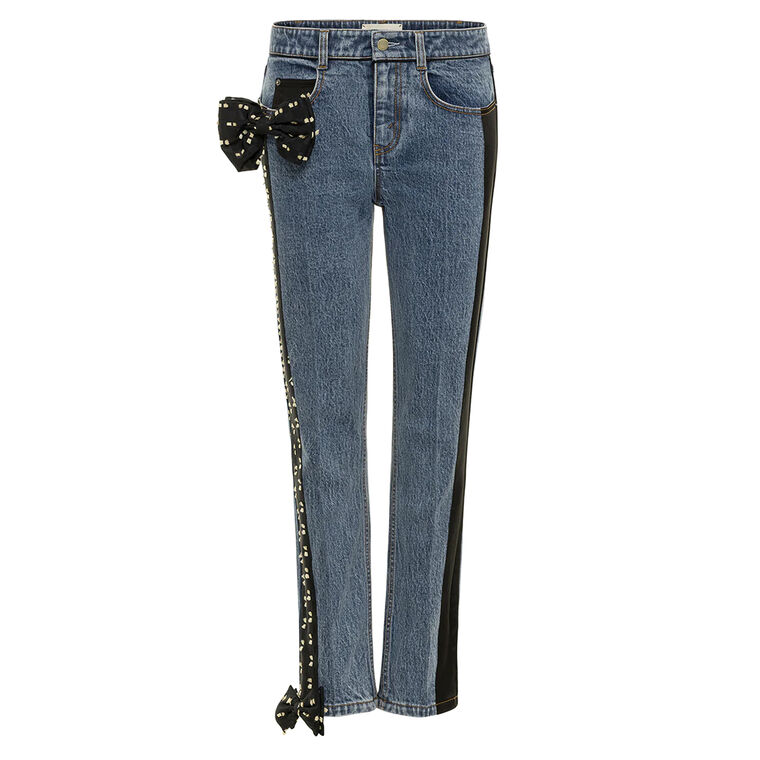 Lya Bow-Detail Straight-Leg Jeans image number null