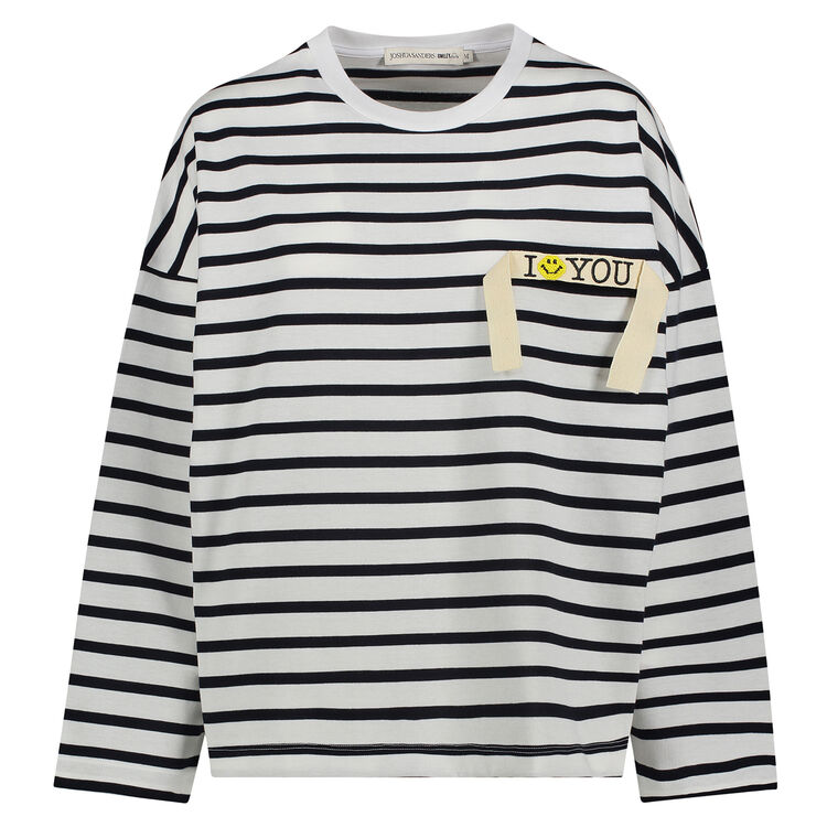 Striped I Smiley You Long Sleeve Knit Top image number null