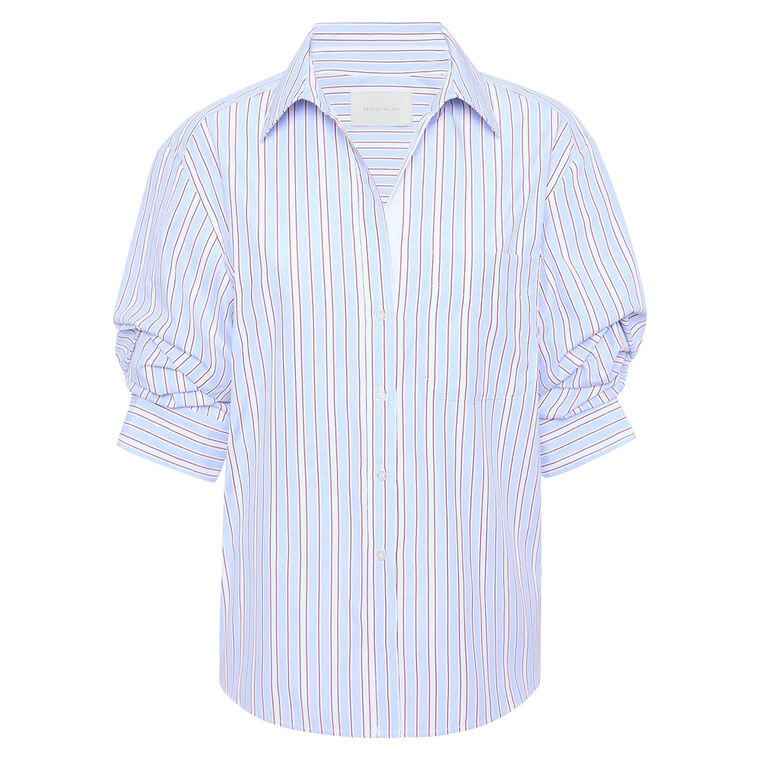 The Pia Scrunched Sleeve Button Front Shirt image number null