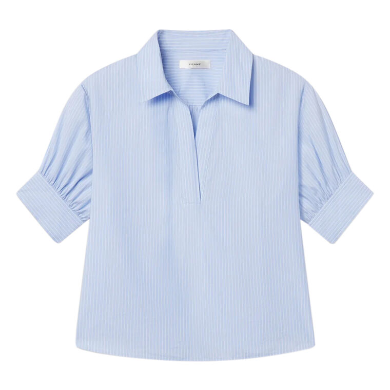 The Striped V-Neck Popover Top image number null