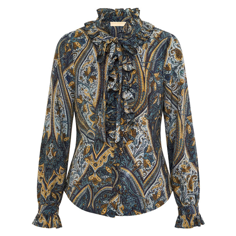 Catroux Long Sleeve Silk Blouse image number null