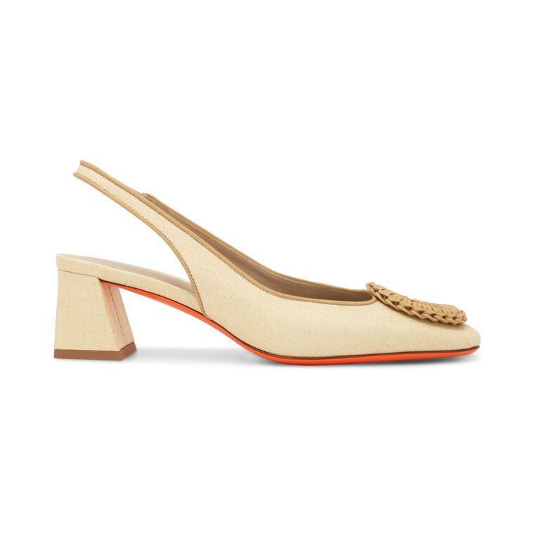 Lemon Raffia Slingback Pump image number null