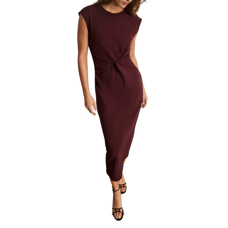 Kimberly Cap Sleeve Twist Knot Midi Dress image number null