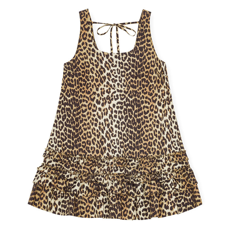 Leopard Cotton Poplin Mini Dress image number null