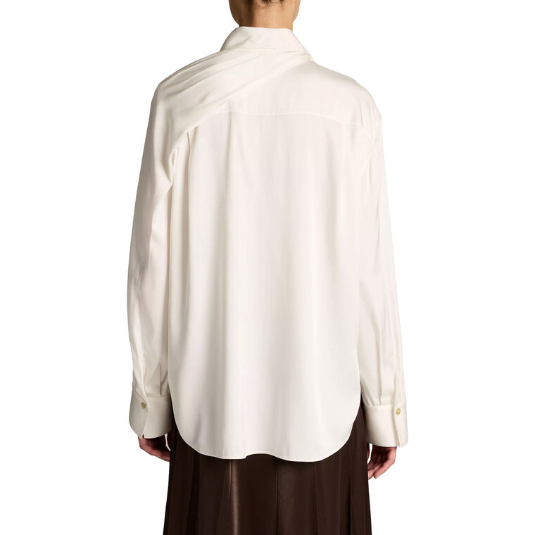 Draped Scarf Tie Long Sleeve Blouse image number null