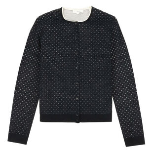 Dot Motif Crew Neck Cardigan
