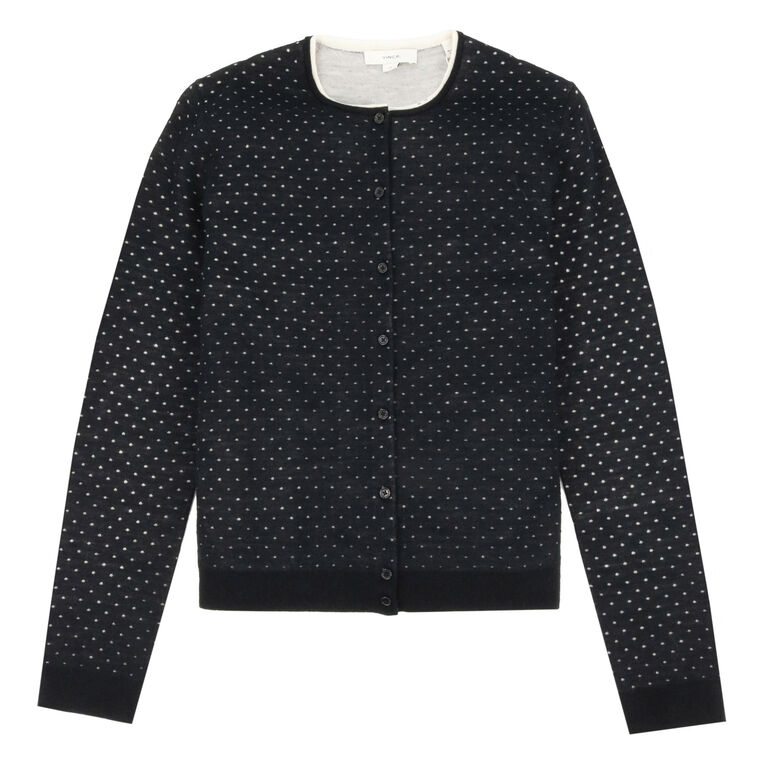Dot Motif Crew Neck Cardigan image number null