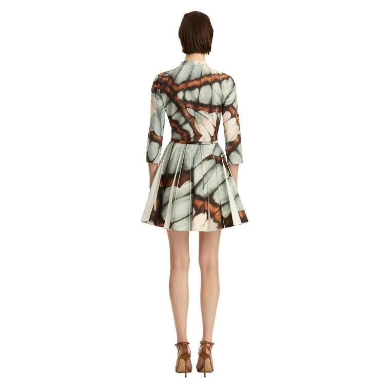 Abstract Butterfly Belted Poplin Mini Dress image number null