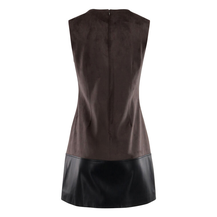 Eve Suede Leather Combo Shift Dress image number null