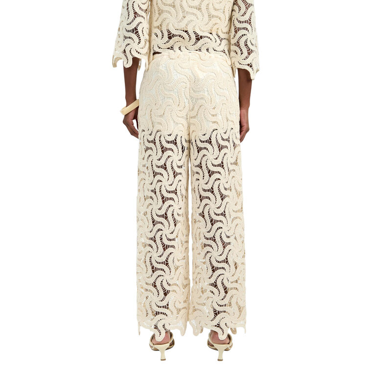Bardan Wide-Leg Crochet Lace Pant image number null