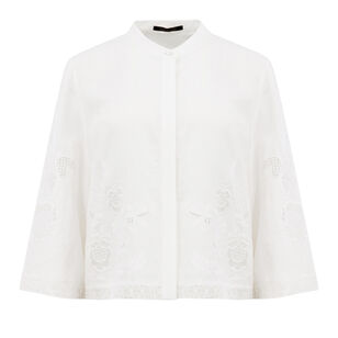 Cyra Eyelet Collarless Blouse