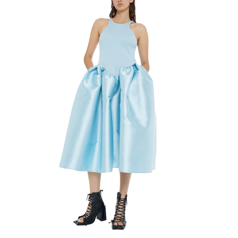 Sleeveless Heavy Satin Midi Princess Dress image number null