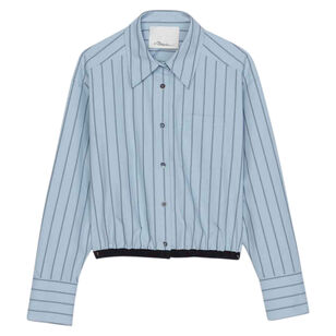 Striped Cropped Button-Front Shirt