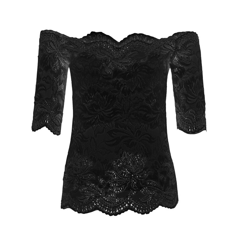 Off-The-Shoulder Short Sleeve Lace Top image number null
